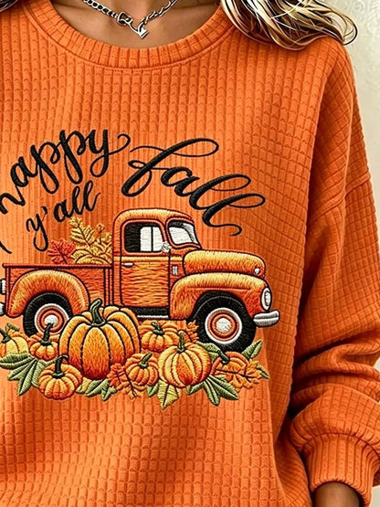 Women'S Casual Pumpkin Print Autumn Top