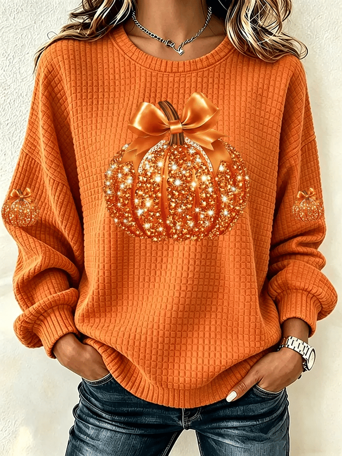 Women'S Casual Pumpkin Print Autumn Top