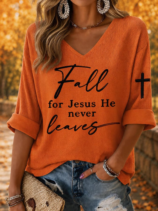 Women's Retro Fall Print Comfortable T-Shirt