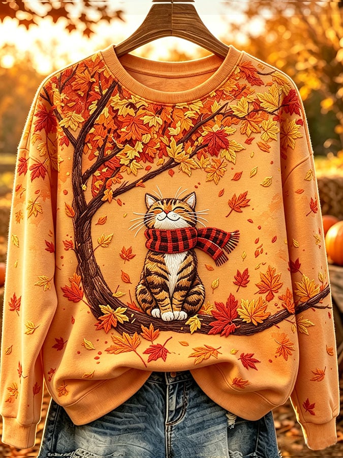 Women's Casual Printed Long-Sleeve Sweatshirt
