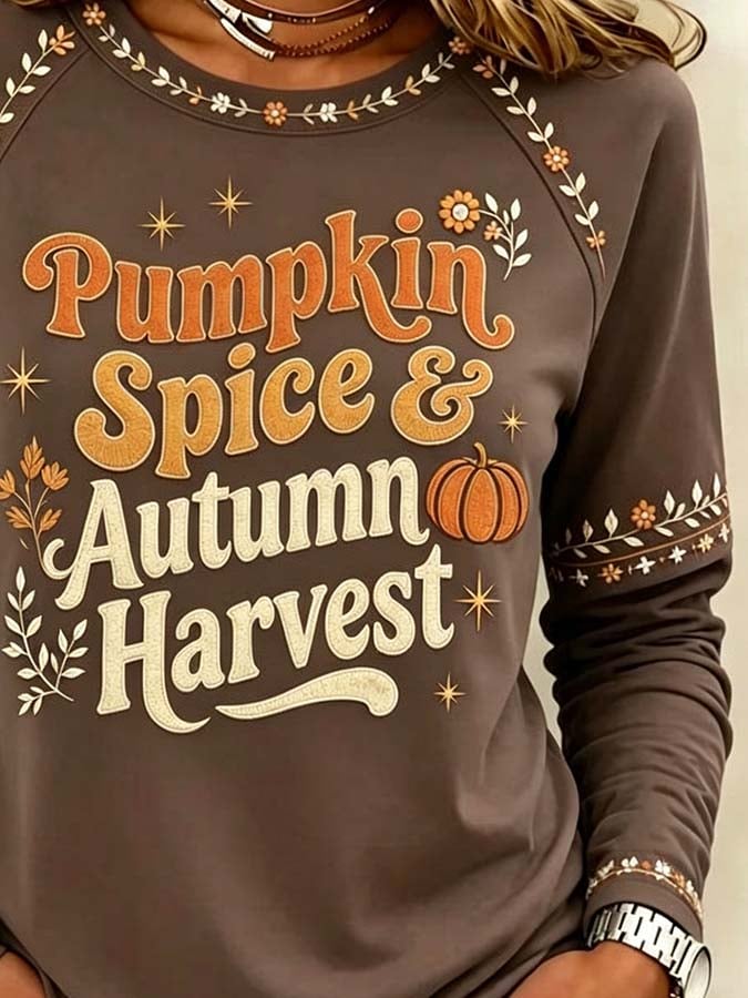 Women'S Casual Pumpkin Print Autumn Top