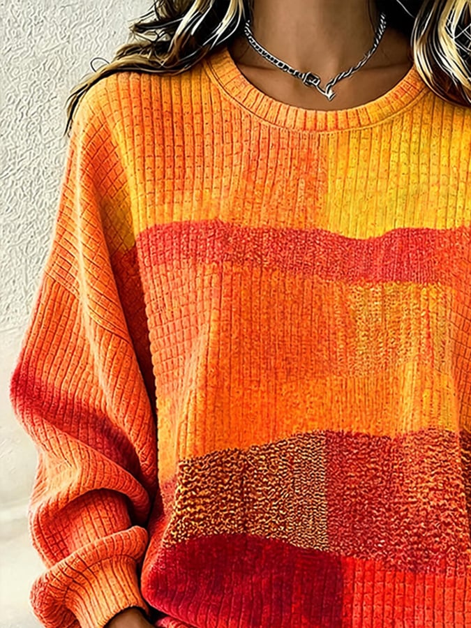 Women's Casual Autumn Printed Pullover Sweatshirt