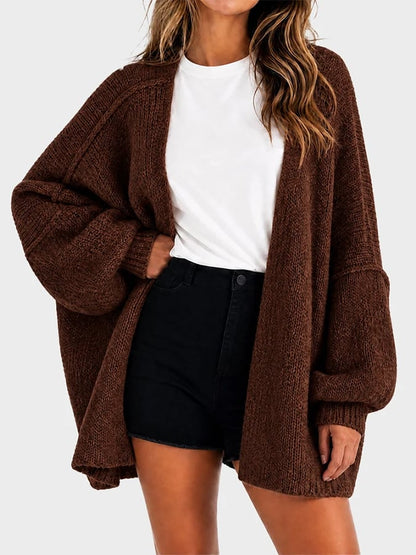 Women's Casual Solid-Color Loose-Fit Knit Cardigan