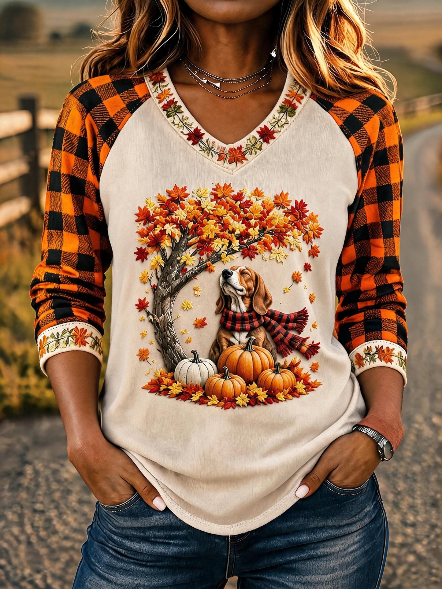 Women's Casual Printed Knit Top