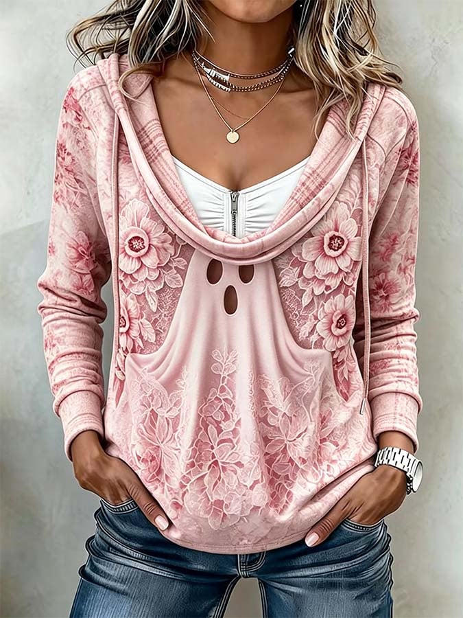 Women'S Printed Faux-Layered Top