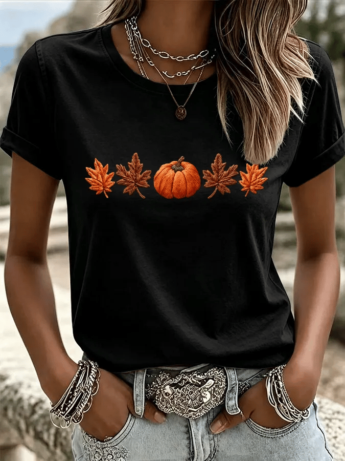 Women'S Casual Pumpkin Print Autumn Top