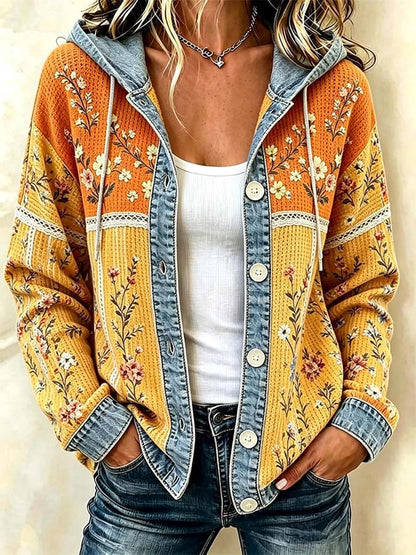 Women'S Casual Printed Hooded Jacket