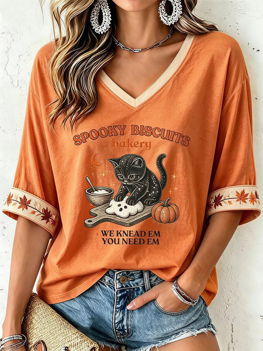 Women Fall Funny Animal Print T-Shirt