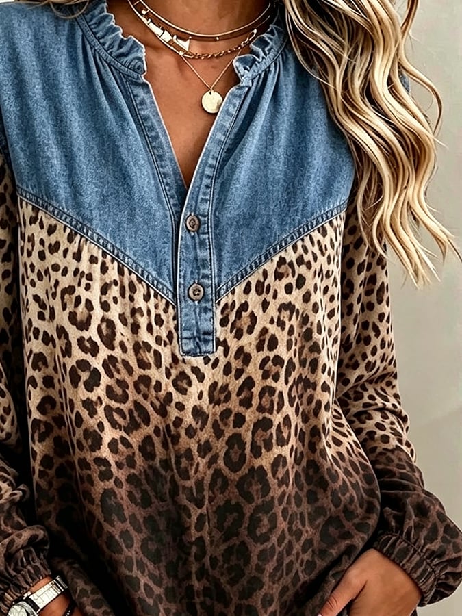 Women's Casual Color-Block Printed Top