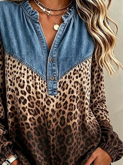Women's Casual Color-Block Printed Top