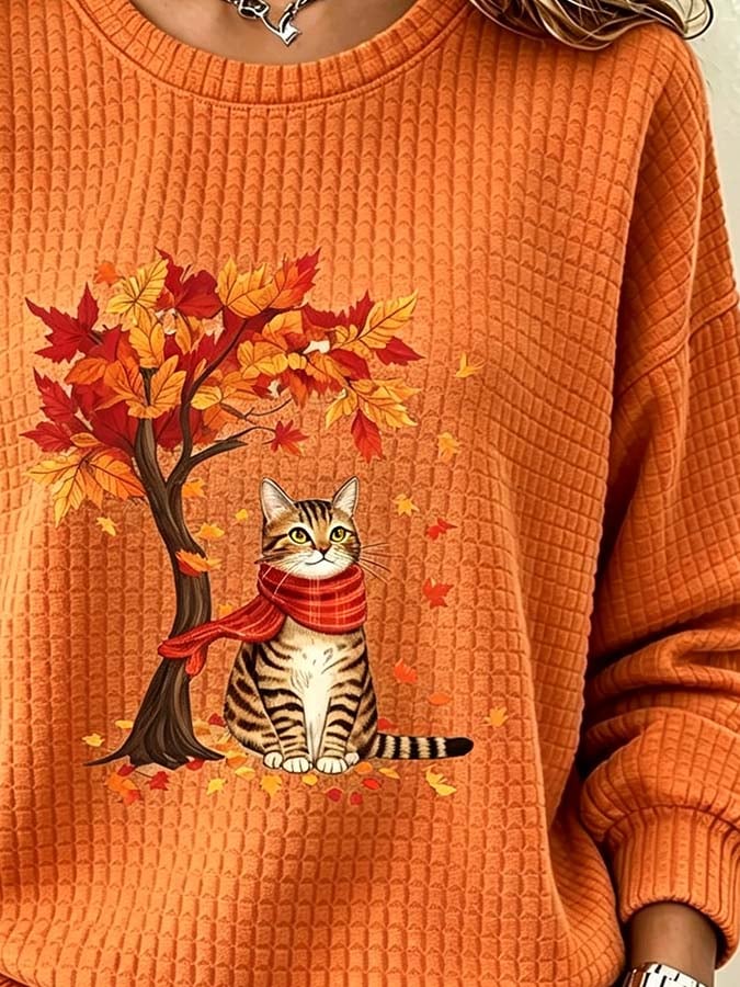 Women'S Casual Pumpkin Print Autumn Top
