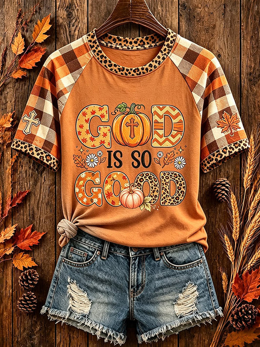 Women's God Is So Good Print Raglan Sleeve T-Shirt