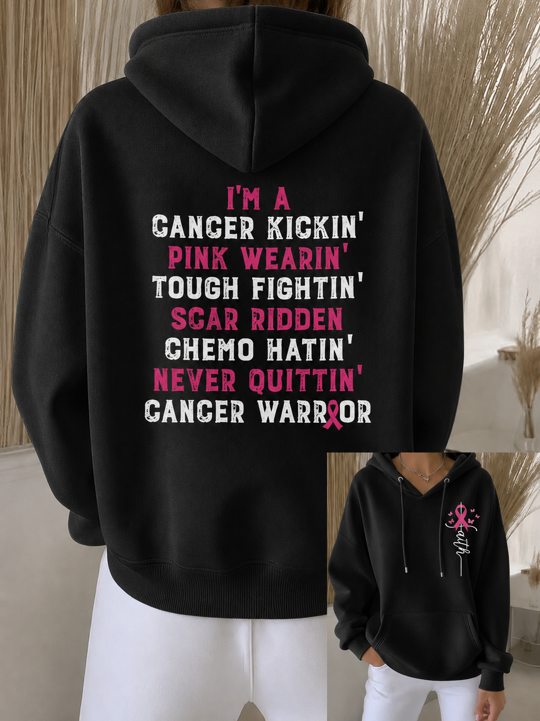 Women's Breast Cancer Awareness Letter Hoodie