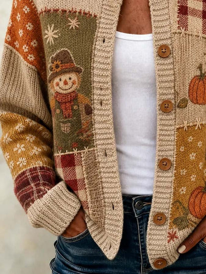 Women'S Casual Maple Leaf Knit Cardigan