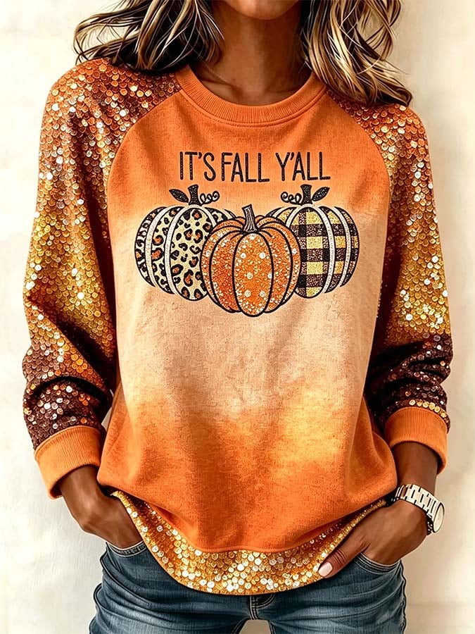 Women'S Casual Pumpkin Print Autumn Top