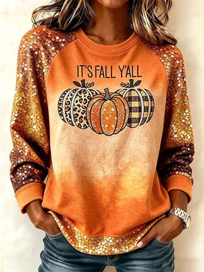 Women'S Casual Pumpkin Print Autumn Top