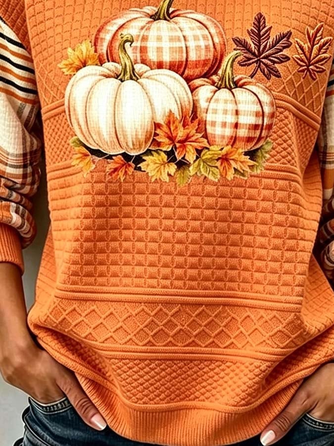 Women'S Casual Pumpkin Print Autumn Top