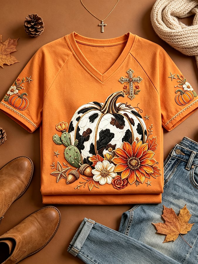 Women's Fall Casual Faith Graphic Print T-Shirt