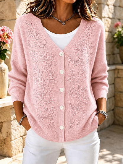 Women'S Long Sleeved Floral Pattern Casual Cardigan