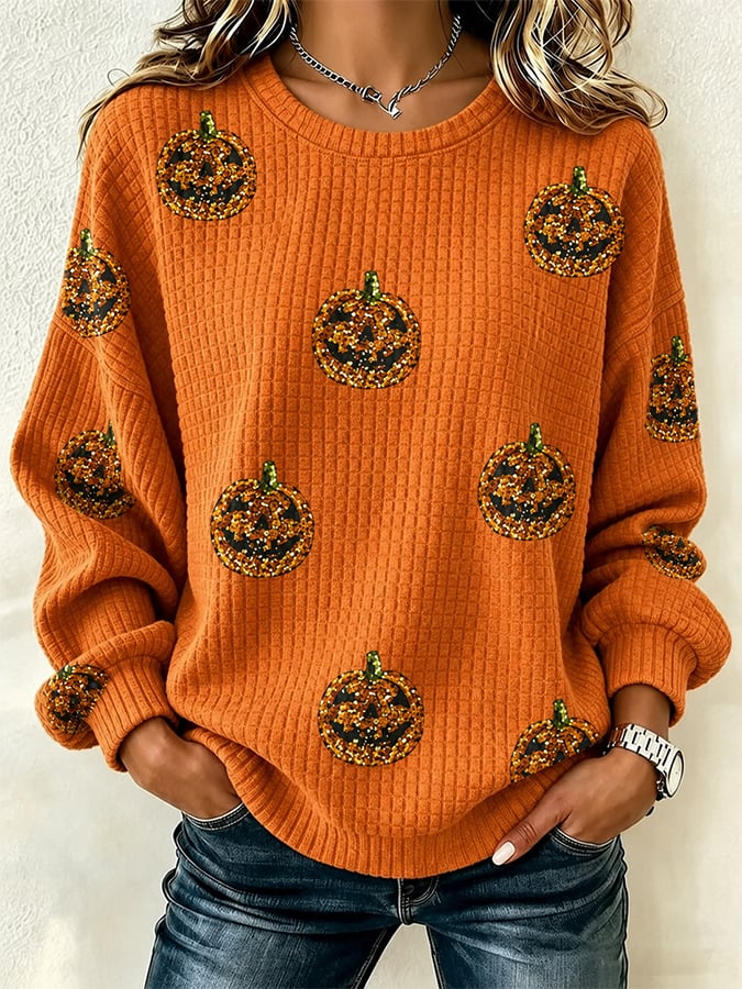 Women's Casual Autumn Printed Pullover Sweatshirt