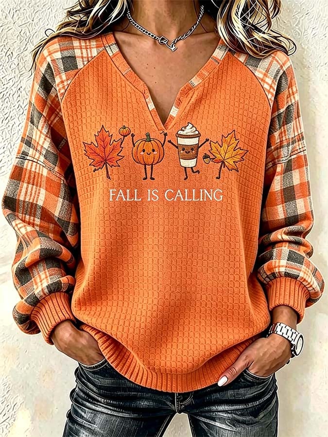 Women'S Casual Pumpkin Print Autumn Top