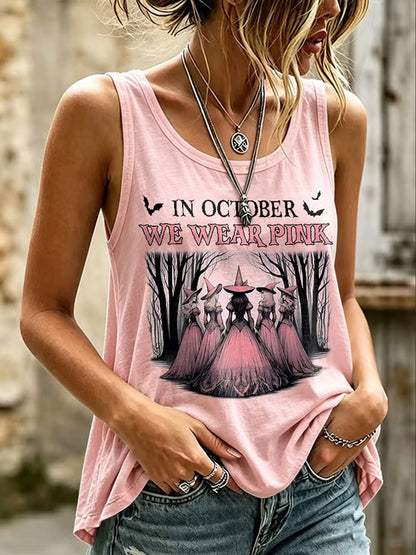 Women'S In October We Wear Pink Printed Tank Top