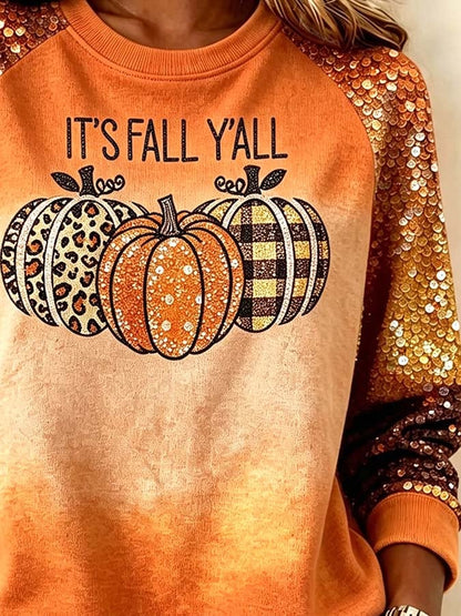 Women'S Casual Pumpkin Print Autumn Top