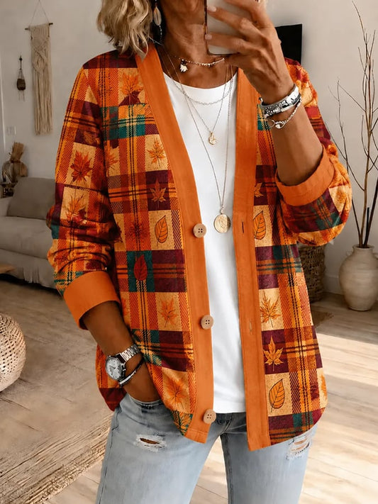 Women's Vintage Autumn Plaid Cardigan