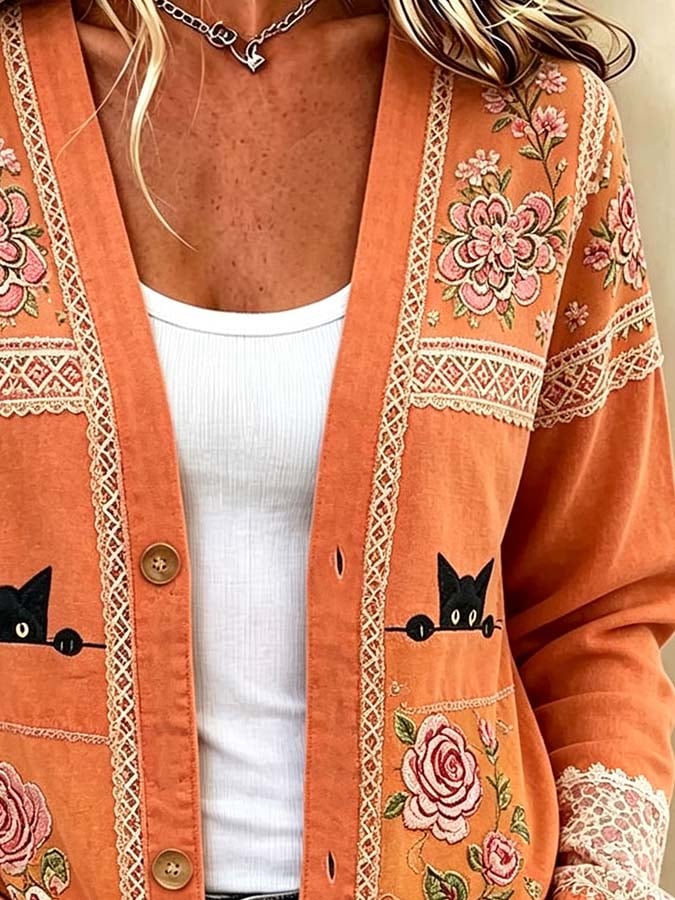 Women'S Casual Printed Cardigan