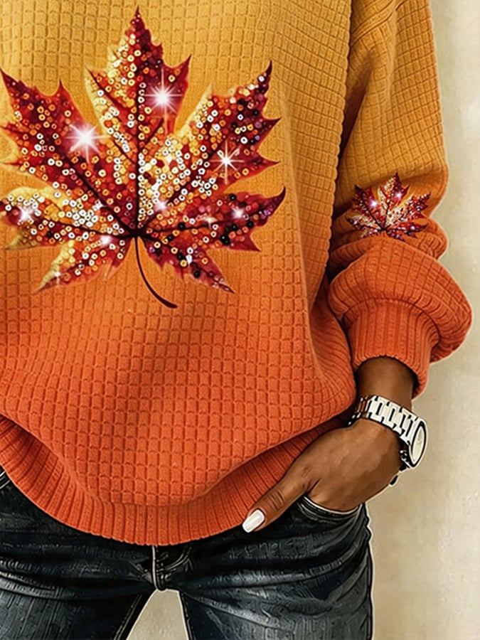 Women's Casual Autumn Printed Pullover Sweatshirt