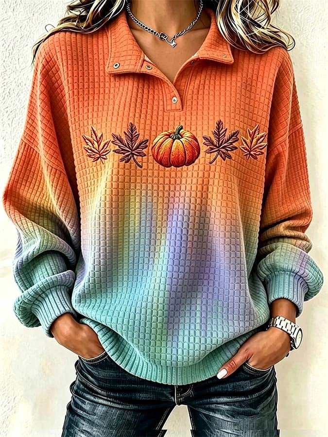 Women'S Casual Pumpkin Print Autumn Top