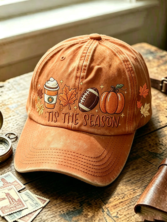 Unisex Retro Fall Tis The Season Print Hat