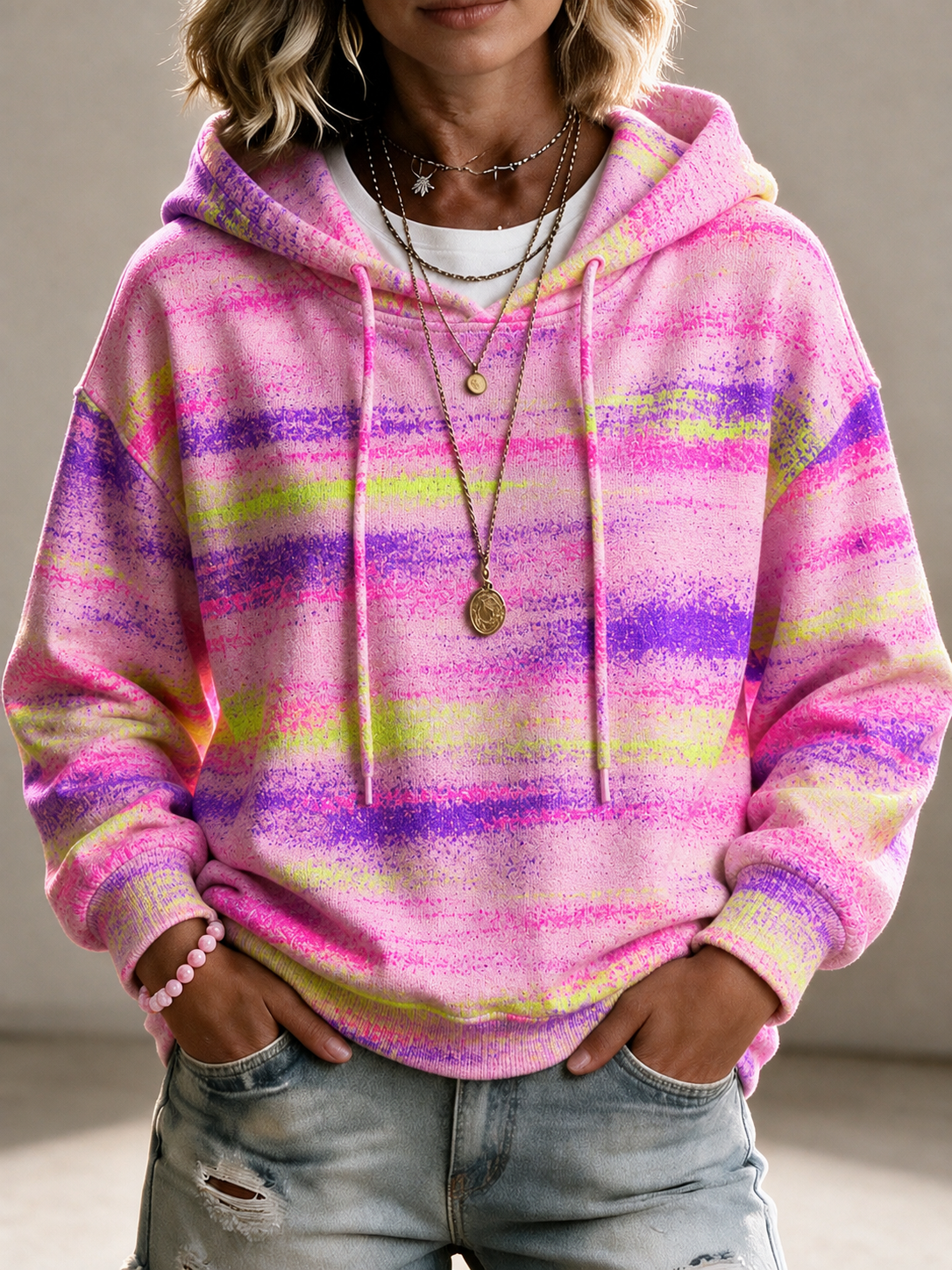 Women's Pink gradient dyed hoodie