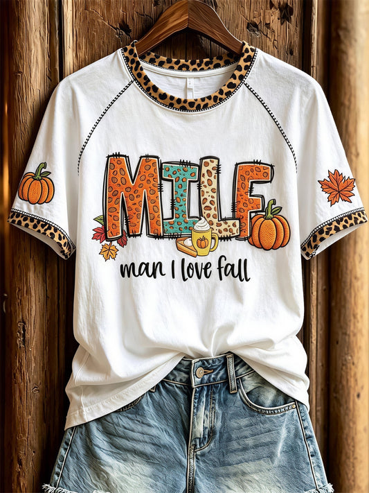 Women's Fall Funny Casual Graphic Print T-Shirt
