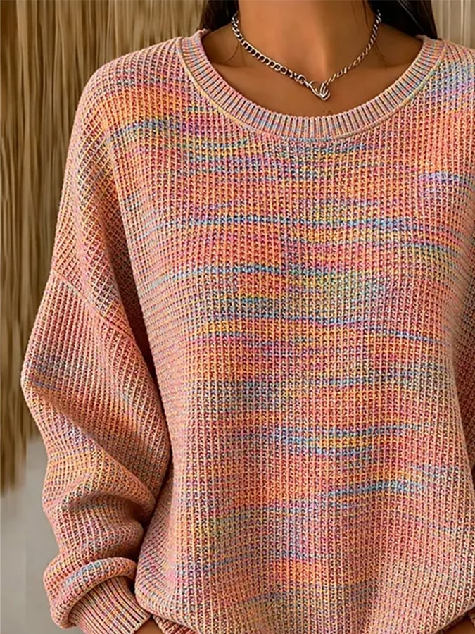 Women's Casual Crew-Neck Printed Waffle-Knit Sweatshirt