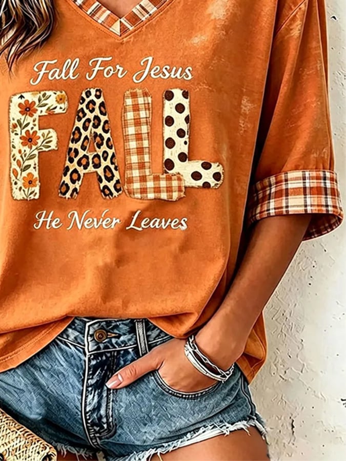Women's Casual V-Neck Printed Autumn Shirt
