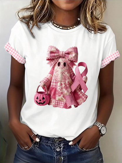 Women'S Retro Pink Art Printed T-Shirt