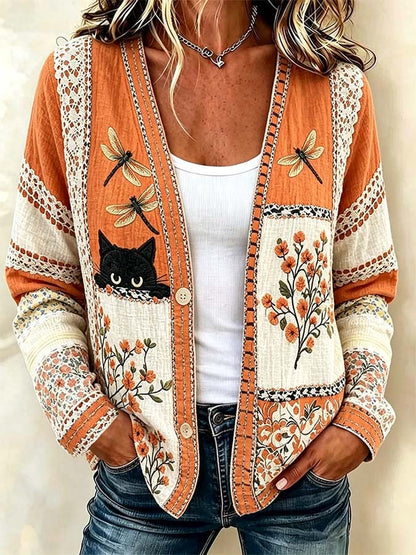Women'S Casual Printed Cardigan