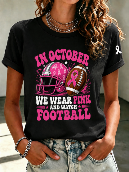 Women'S Pink Art Printed Casual T-Shirt