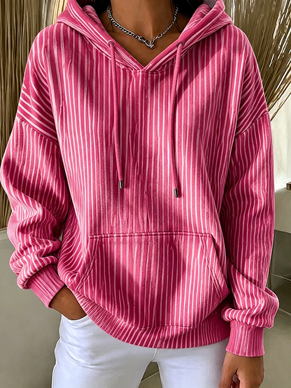 Women'S Casual Striped Hooded Printed Sportswear
