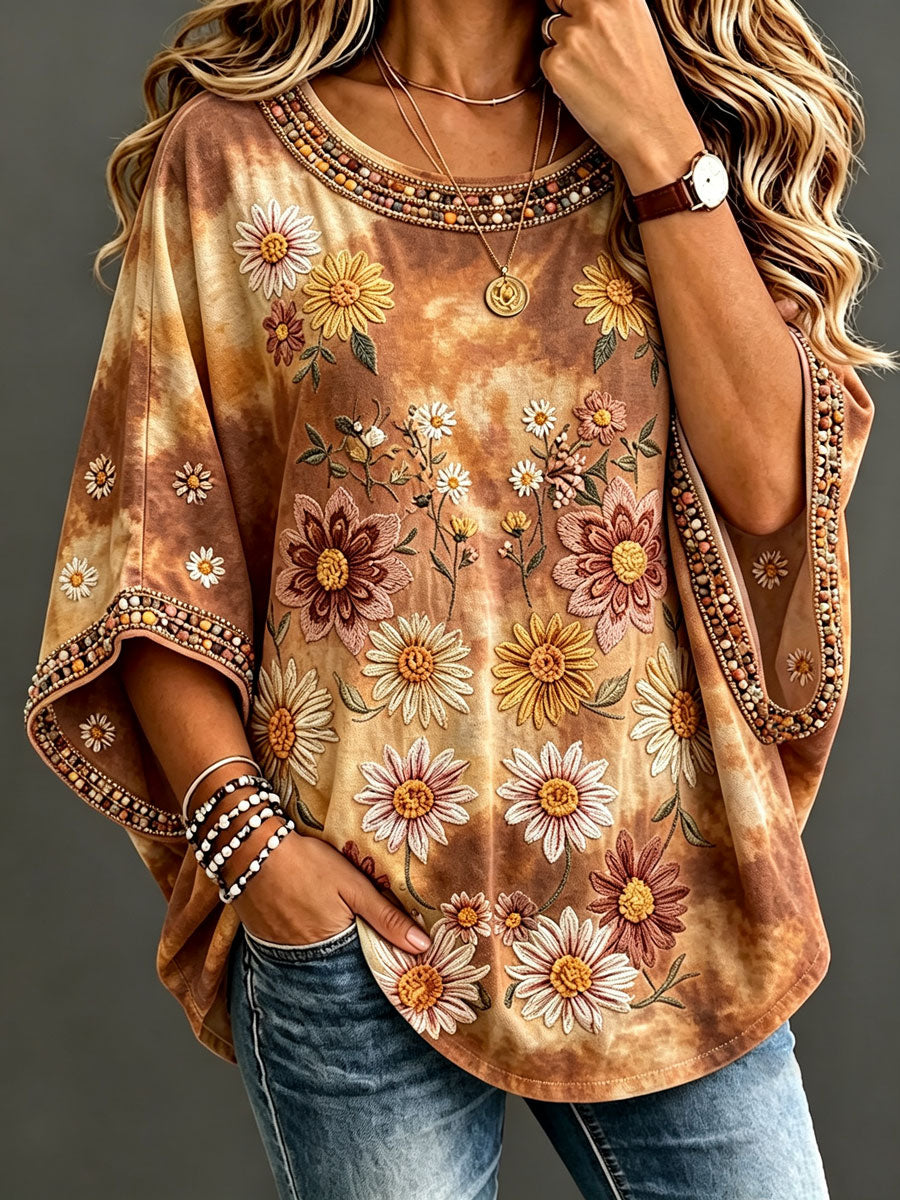 Women'S Retro Floral Casual Top