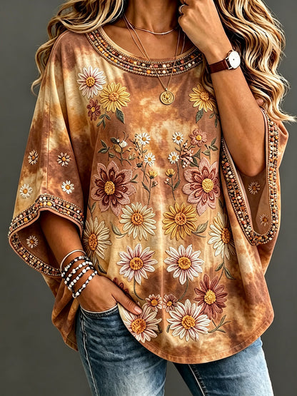 Women'S Retro Floral Casual Top