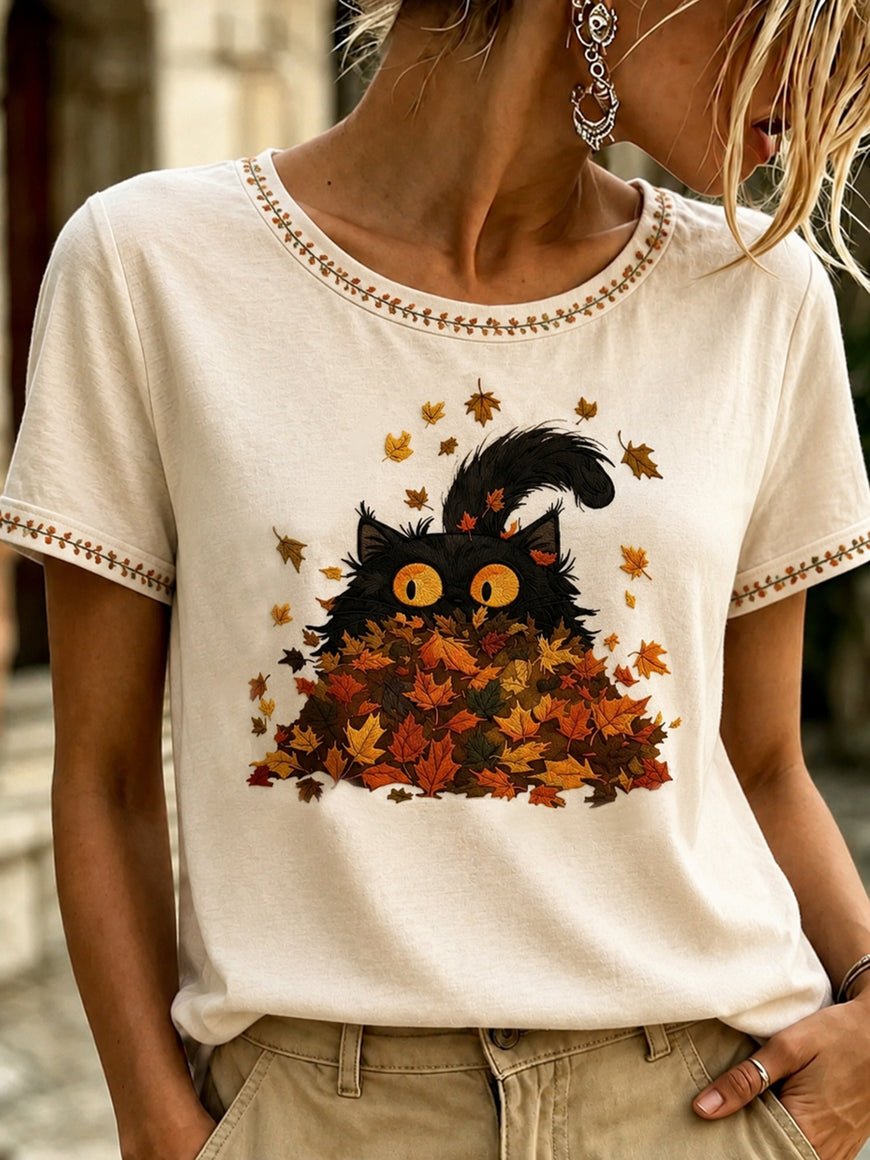 Women's Fall Funny Casual Graphic Print T-Shirt