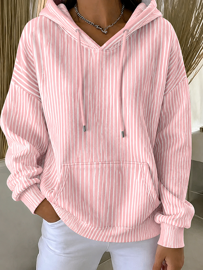 Women'S Casual Striped Hooded Printed Sportswear