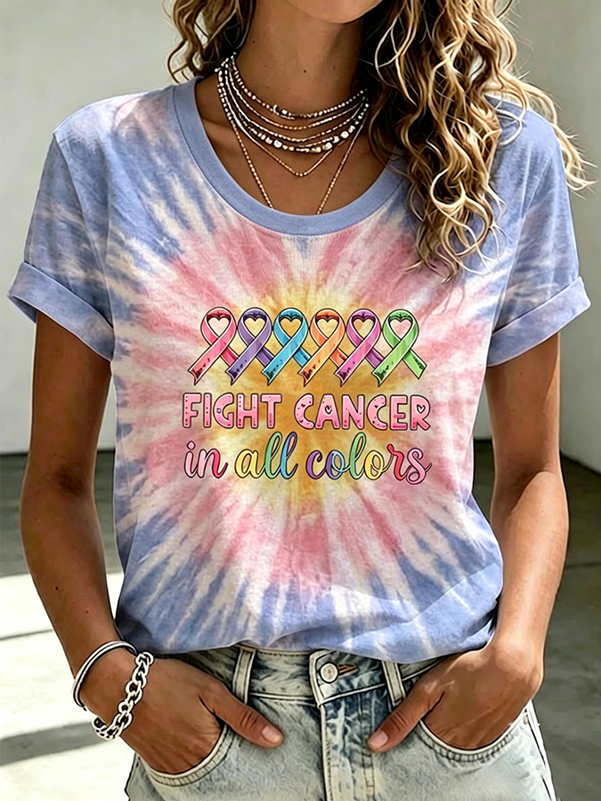 Women's Cancer Awareness Print T-shirt