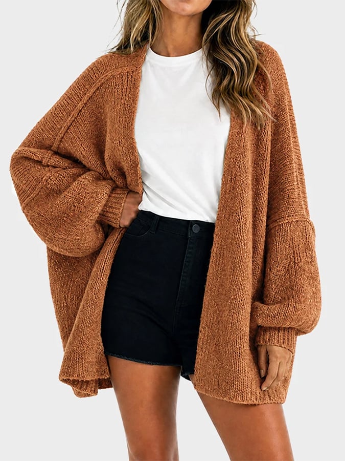 Women's Casual Solid-Color Loose-Fit Knit Cardigan