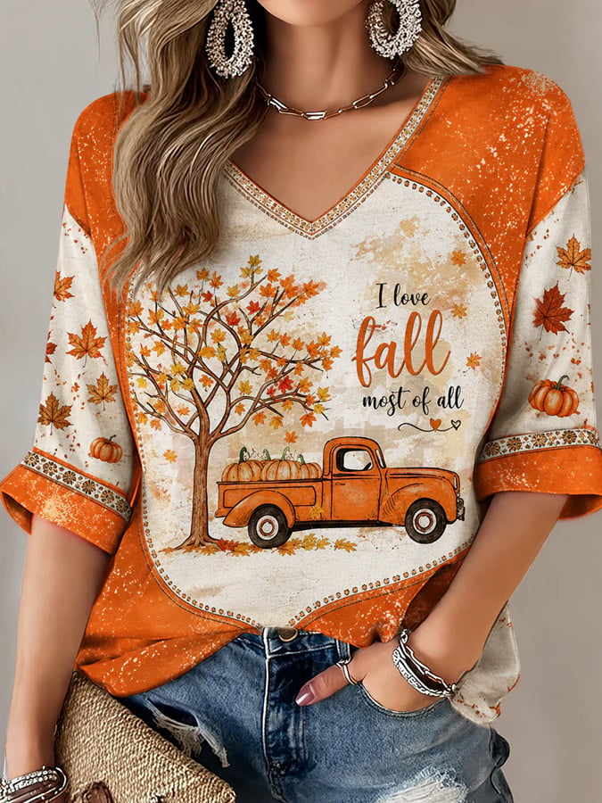 Women's Fall Is My Favorite Color round neck short sleeve T-shirt