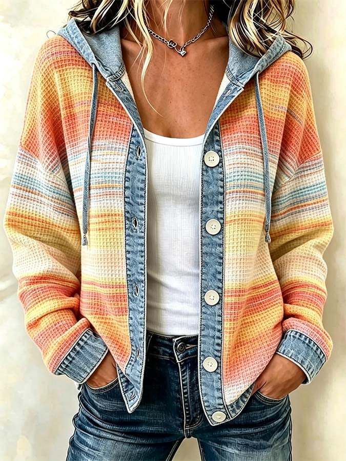 Women'S Casual Printed Hooded Jacket