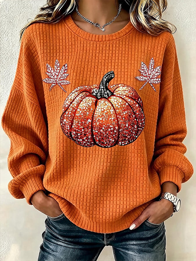 Women'S Casual Pumpkin Print Autumn Top