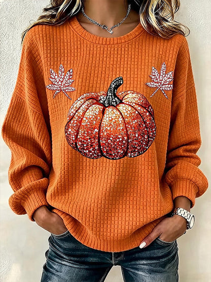 Women'S Casual Pumpkin Print Autumn Top